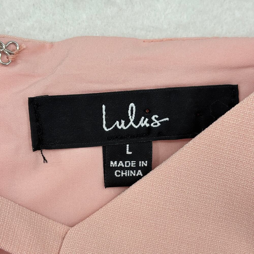 Lulus Mini Dress Size L Blush Pink Lined Keyhole Neck Back Zip Stretch - Picture 2 of 8